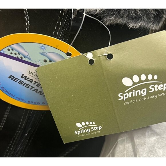 Spring Step Faux Fur Suede Winter Boots Women’s10 Black Water Resistant NEW - Picture 8 of 14
